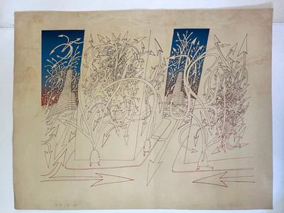 FOLON, J.M. Original Lithograph (1934-2005) - ''Arrowhead man'' - 1971