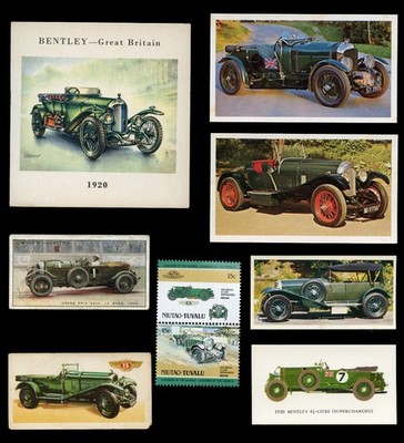 BENTLEY Le Mans British Oldtimer 7 x Werbekarten + 2 x Briefmarken
