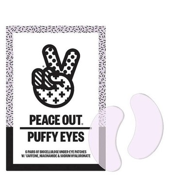 PEACE OUT Puffy Eyes 6pr Biocellulose Dark Circle Under-Eye Patches NIB NEW