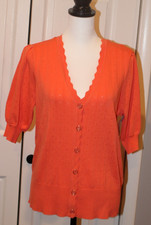 LIZ CLAIBORNE WOMEN'S CUTE CORAL CARDIGAN 3/4 SLEEVE SWEATER NEW SIZE MEDIUM