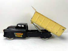 Vintage Marx Hydraulic Dump Truck Pressed Metal Black  Yellow Toy Truck