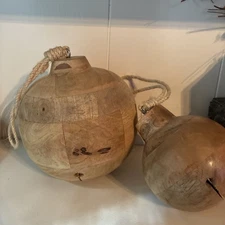 My Texas House Wood Jingle Bells Christmas Ornaments NWOT 10” & 6” Lot of 2