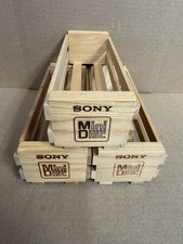 Lot Of 3 Authentic Sony Mini Disc Wood Storage Case - 10"