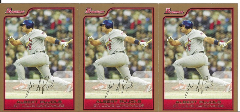 2006 BOWMAN 3 CARD LOT ALBERT PUJOLS GOLD #25