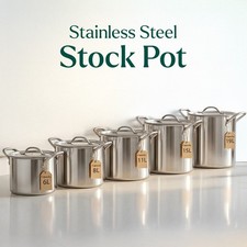 Deep Stainless Steel Stock Soup Pot with Lid Brew Boiling Stew Soup Cooking Pot