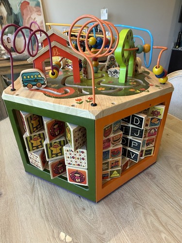 B. toys Wooden Activity Cube - Youniversity: Educational Fine Motor Skills Play