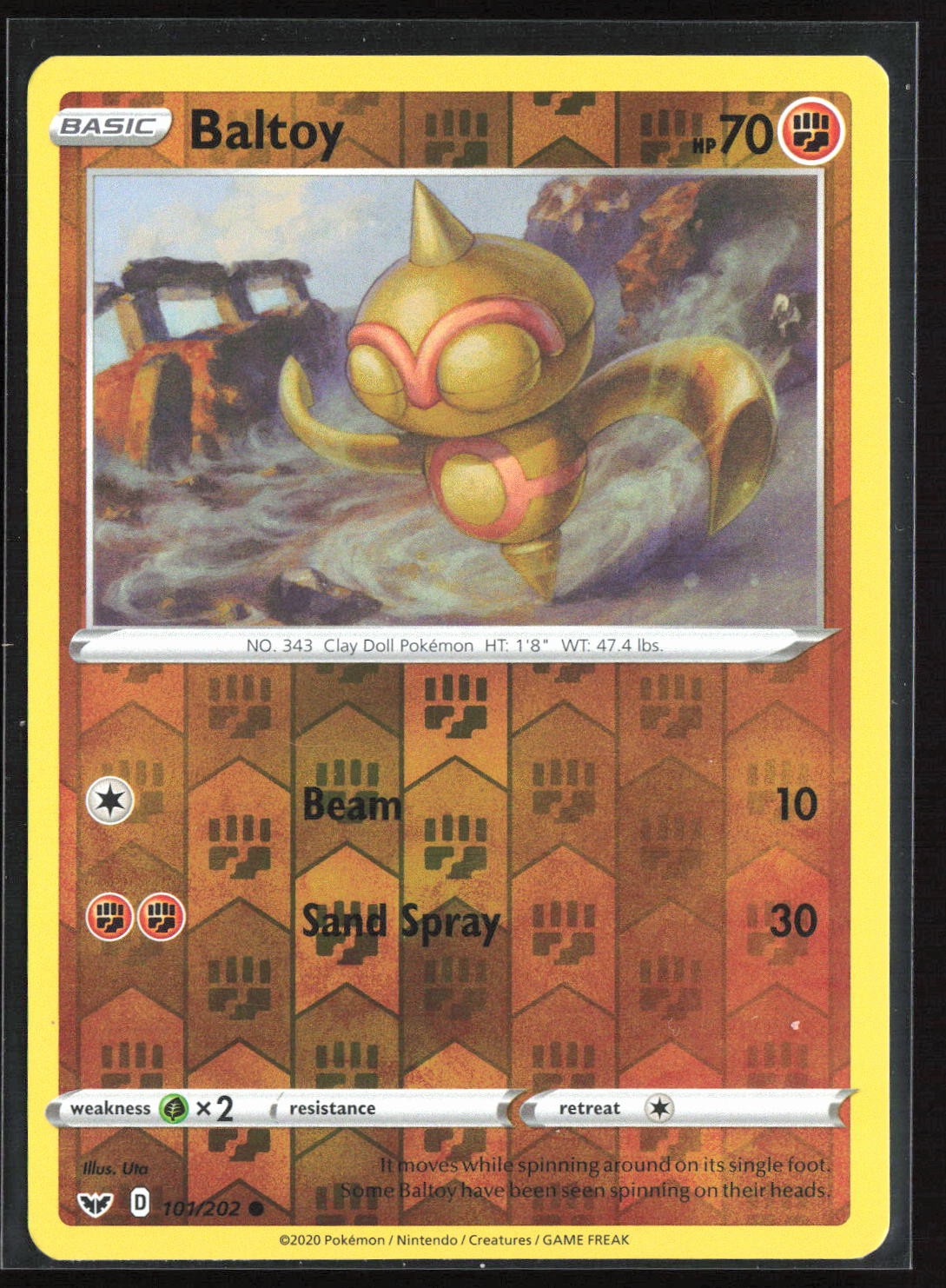 Pokemon TCG - Baltoy (101) Reverse Holo Common SWSH01: Sword & Shield Base Set 1