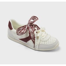Burgundy Plaid Ribbon Lace Sneakers Universal Thread Sammy Size 8 NWT