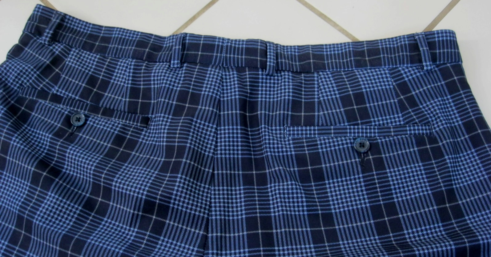 Pebble Beach Performance Blue Checkered Polyester… - image 4
