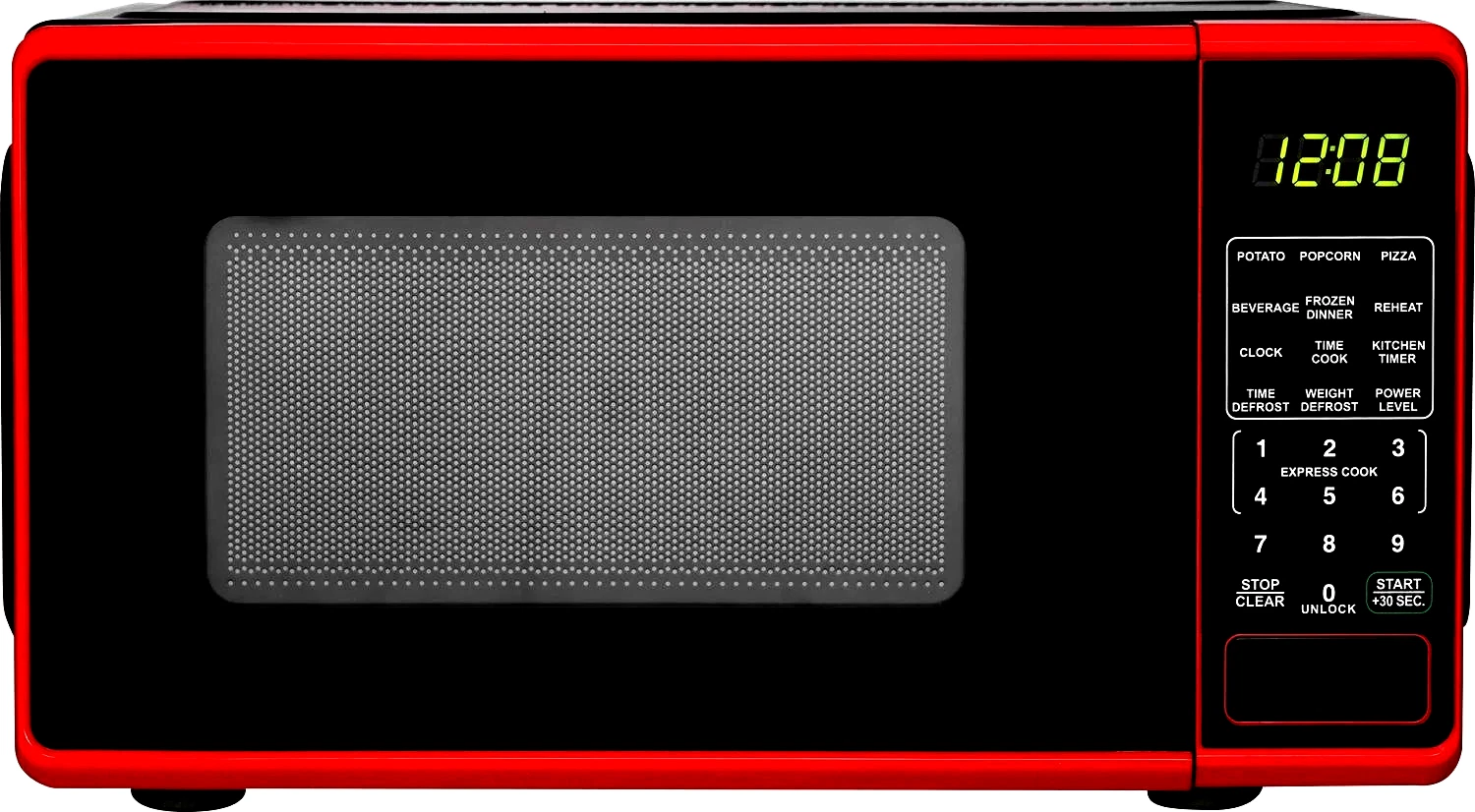 Mainstays Small Microwave Oven Countertop 0.7 Cu.Ft. 700 Watt LED display Red
