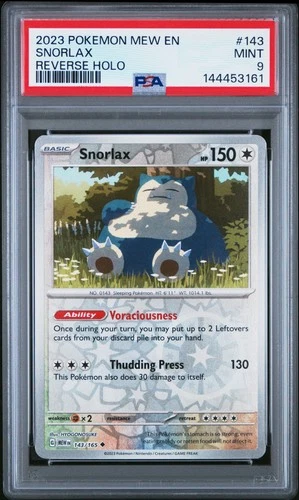 2023 POKEMON MEW EN-151 REVERSE HOLO #143 SNORLAX PSA 9