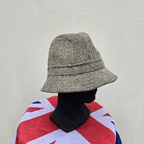 EWM Harris Tweed Fedora 100% Wool Pure Classics Herringbone Trilby Size M - Picture 1 of 11