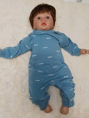 Lifelike Doll Brown Hair Blue Eyes Weighted to Feel Like a Real Baby 21''