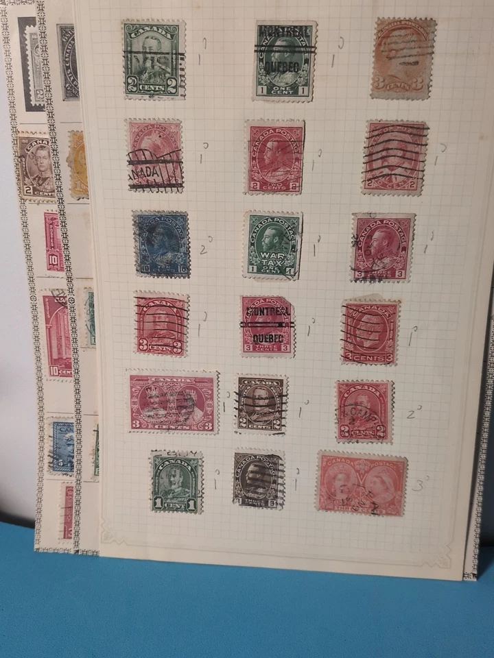 3 x CANADA ALBUM PAGEs OF 76 GOOD USED Old STAMPS QV - KG6 - Image 4 of 4