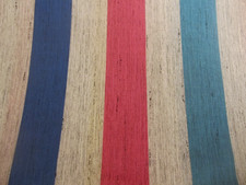 Red Blue Yellow Pink Grey Striped Cotton Blend 50/50 Fabric BTY x 44