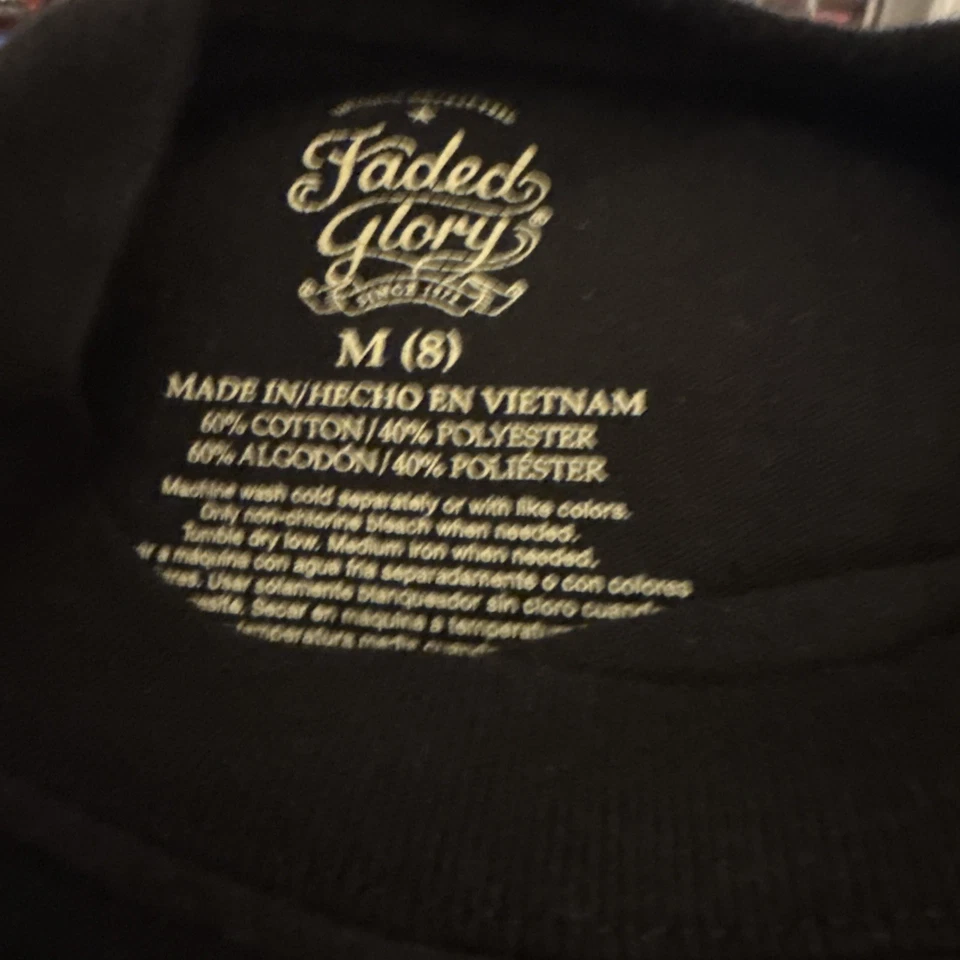 Camisa de manga larga Faded Glory para niños clásica negra lisa cuello redondo 8 Foto 3 de 4