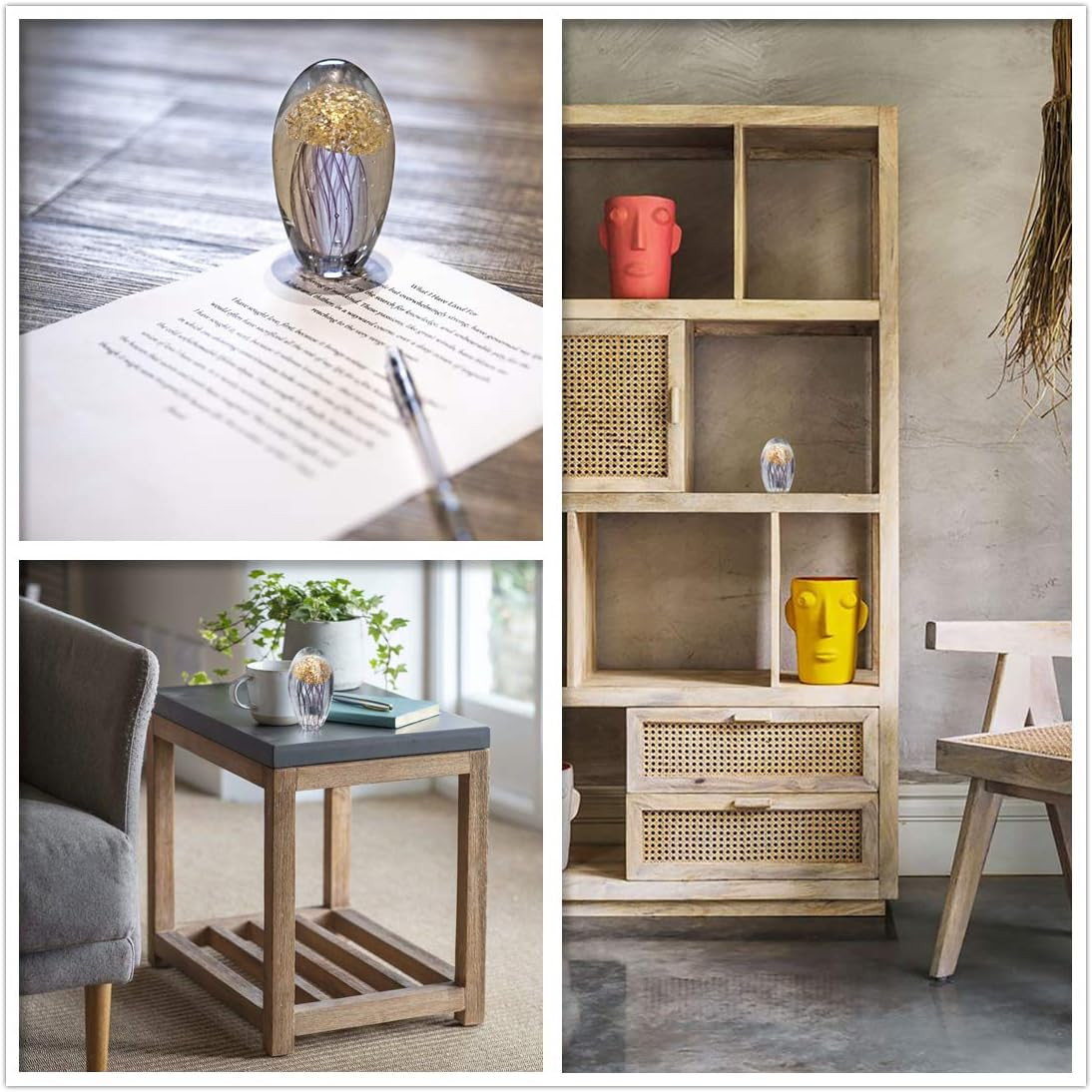 QFkris Hand Blown Art Glass Figurine Crystal Jellyfish Paperweight for Gold 