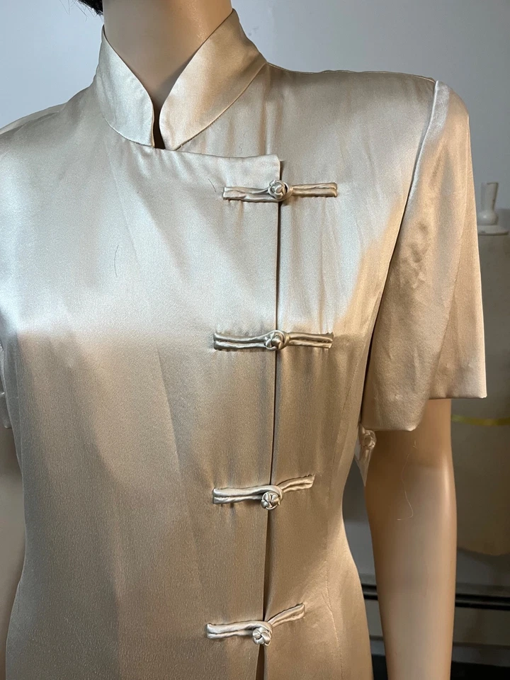 Nuevo con etiquetas Vestido Old Stock J Peterman Silk Charmeuse Suzie Wong Talla 10 Busto 36-7 $248 Foto 3 de 4