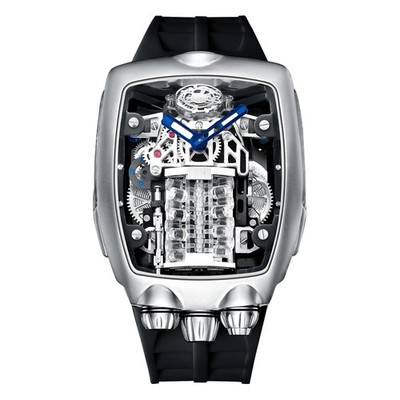 PINDU PD5023 Men's Skeleton Mechanical Watch Race Car Engine Design Barrel Case 