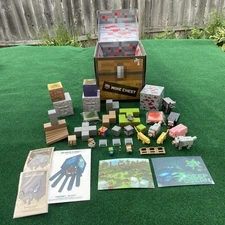 Minecraft Mine Chest Loot Crate Mojang Exclusive Lot Figures Pins Stickers
