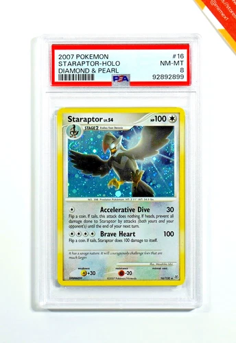 Pokemon PSA 8 Staraptor Lv.54 #16 Holo Diamond and pearl - 2007 English