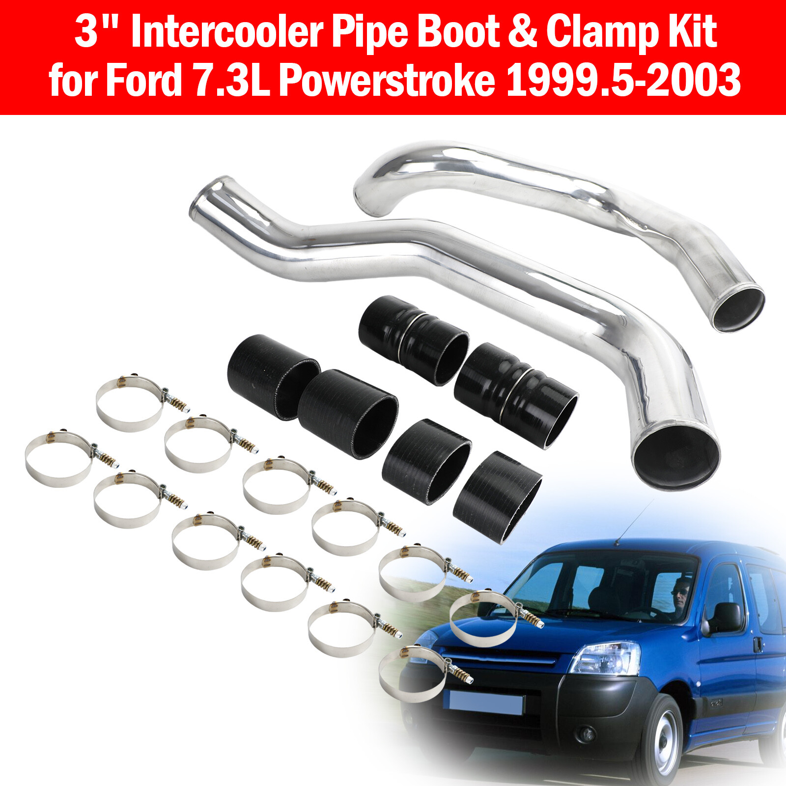 3 Inch Intercooler Pipe Boot and Clamp Kit for 1999-2003 Ford 7.3L Powerstroke  