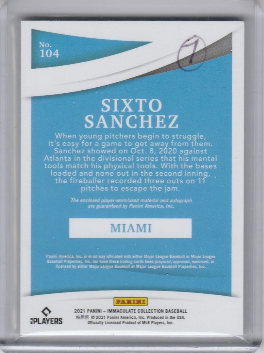 サンチョ　オートグラフ 2021 Panini Immaculate Collection SIXTO SANCHEZ RC Patch Autograph