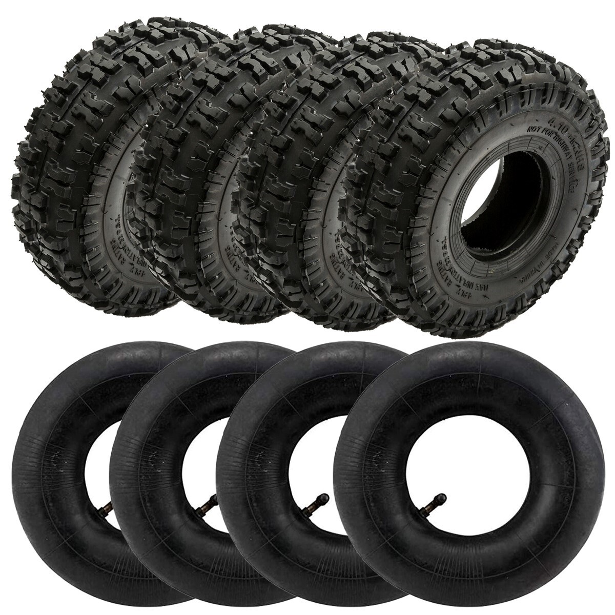 TRENO DI 4 GOMME QUAD 4.10-4 4 POLLICI PNEUMATICI RUOTA CON CAMERE D'ARIA