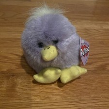 Vintage Puffkins Chickity Plush Stuffed Animal Small Round Purple Bird