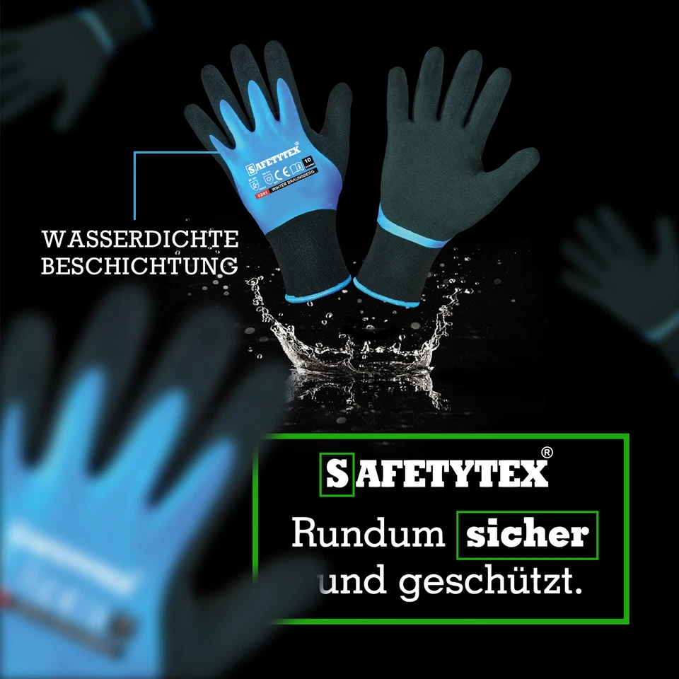 Arbeitshandschuhe Handschuhe Winter Wasserdicht Thermo Latex Handschuh gefüttert - Bild 3 von 4