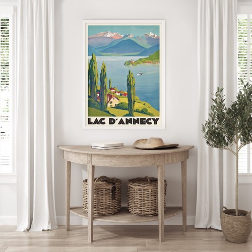 Lac d Annecy France Poster Pubblicità Viaggio Vintage Stampa Arte | Home Decor - Foto 2 di 7