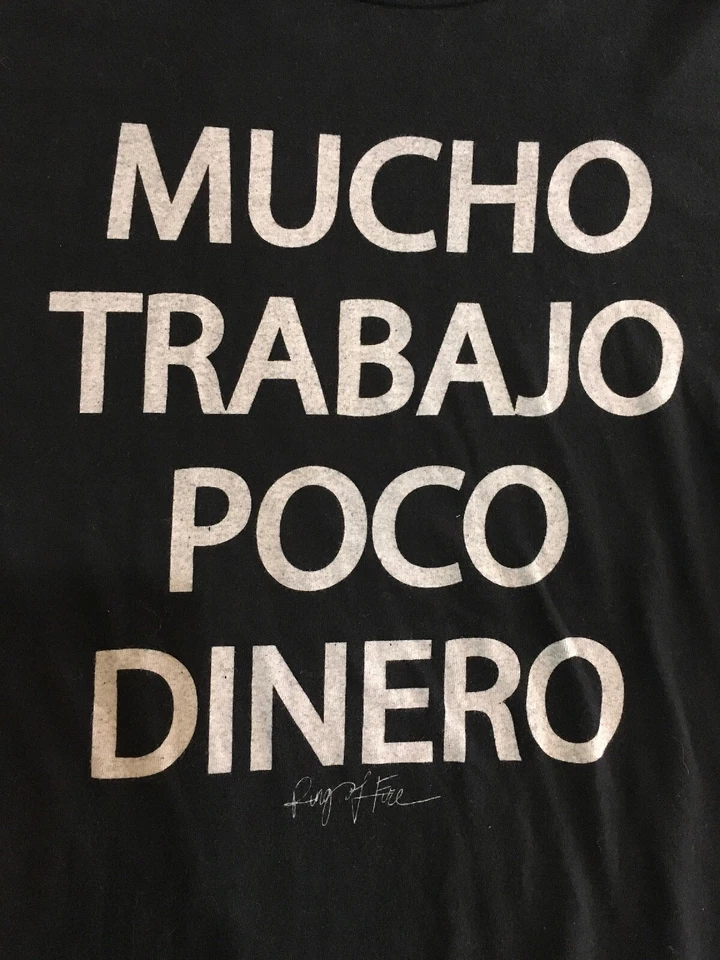 CAMISETA RARA VINTAGE Anillo de Fuego Gráfico Camiseta TALLA XXL MUCHO TRABAJO POCO DINERO Foto 2 de 4