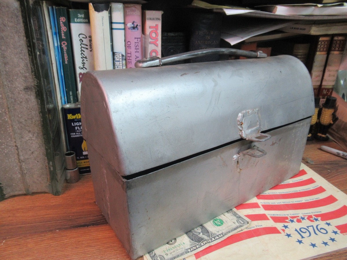 DOME METAL TOOL LUNCH BOX PAIL COAL MINERS STEEL HOME MADE 1900
