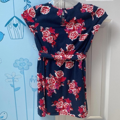 Gap Kids Girls 100% Cotton Navy Blue Floral Elastic Waist Sun Dress Small (6-7 ) - Picture 4 of 8