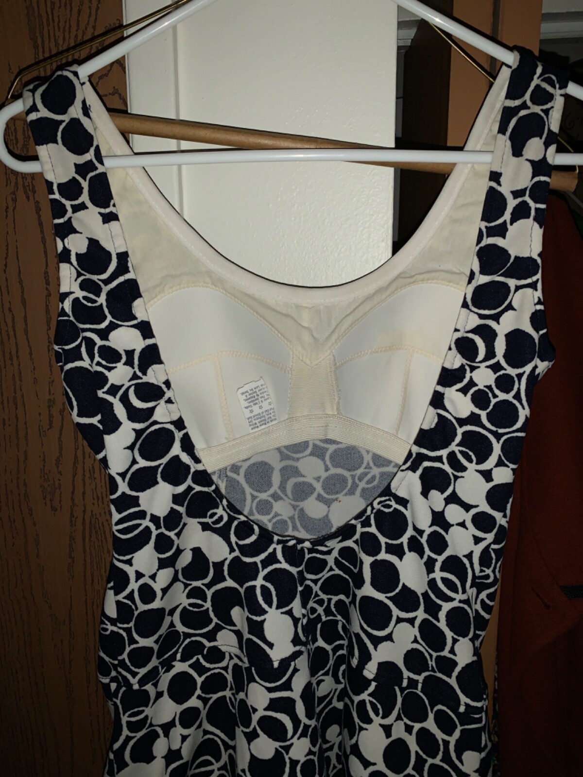 1960s onepiece french bathing suit bubble print navy… Gem