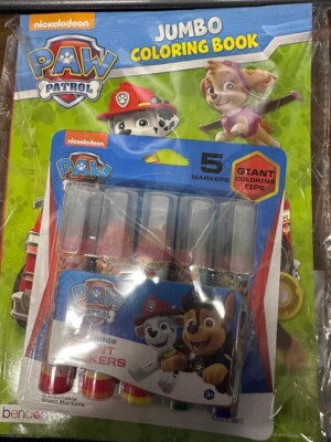 New Nickelodeon Paw Patrol coloring book & 5 washable giant markers set