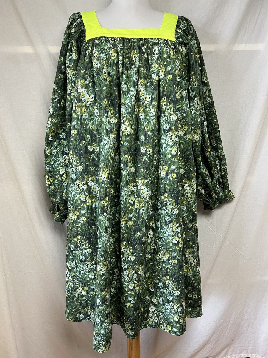 Batsheva x Laura Ashley Beaumaris Shift Dress Sz 0 Sherwood Forest Floral  Green