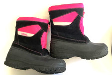 TOTES Girls Pink  Black Winter Snow Boots Leather Waterproof Size 2 Youth