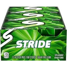Stride Spearmint Sugar Free Gum, 12 Packs of 14 Pieces (168 Pieces) *READ* FEB29