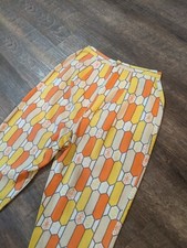 Vintage Groovy Pattern Homemade Zipper Pants Women  s 24x22 Late 60s 70s