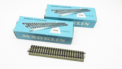 Lot De 20 Rails Droits Märklin 180mm - Voie M Pour Train électrique échelle HO (1/87) - Alimentation Courant Alternatif - Occasion En Très Bon état