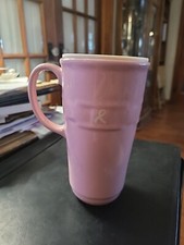 Longaberger Woven Trad. Pink Breast Cancer Horizon of Hope Ribbon Travel Mug