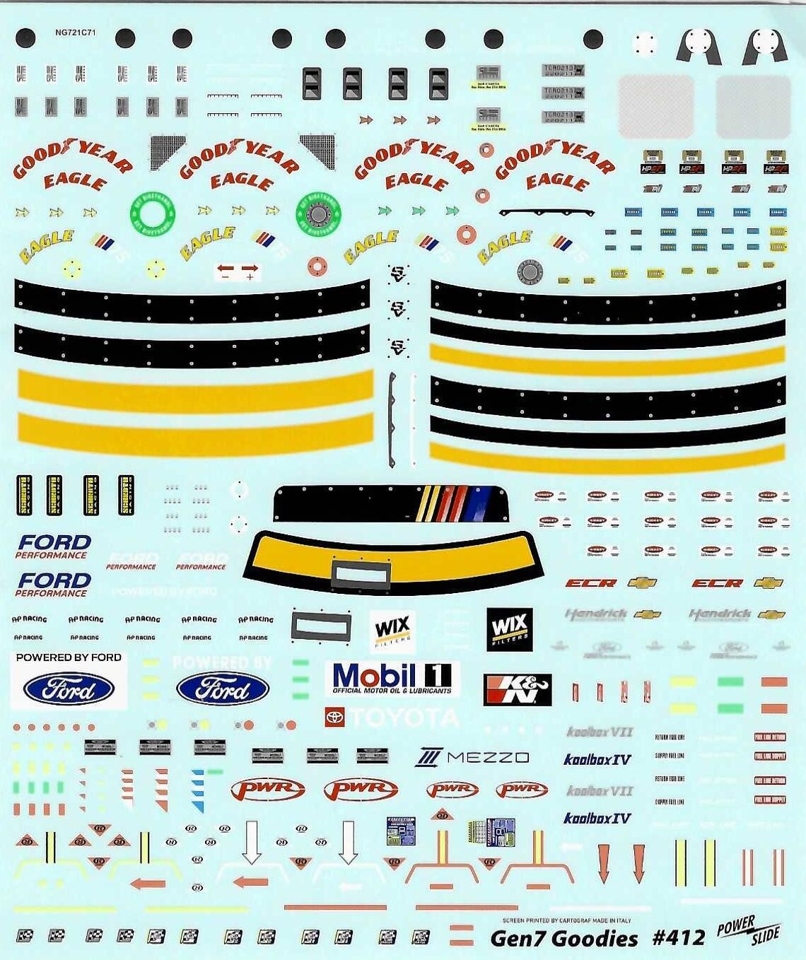 Powerslide 412 Gen 7 Goodies 1/24 waterslide Nascar decal | eBay