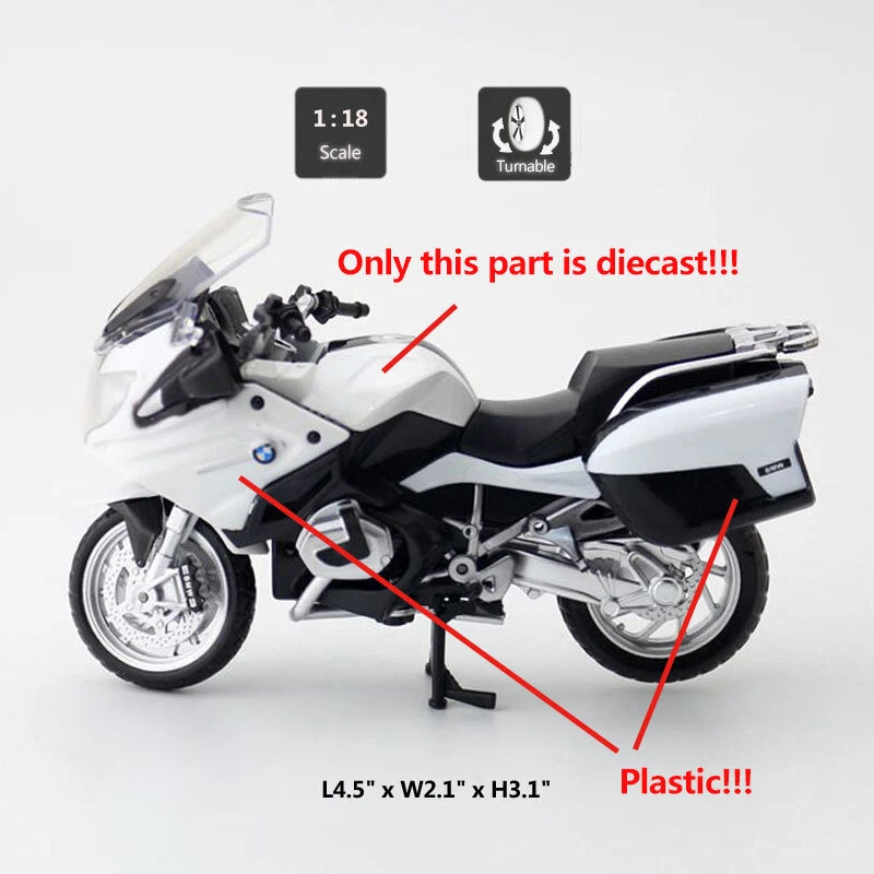 1:18 BMW R1250 RT Motorcycle Model Diecast Motorbike Model Toys for Boys White - Image 2 of 4