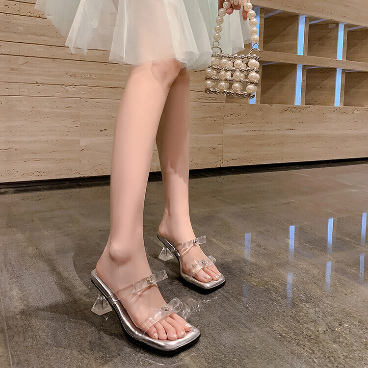 PANTOFOLA D’ORO Scarpe sandali donna 2024 moda fiocco trasparente tacco medio scarpe muli QGQG