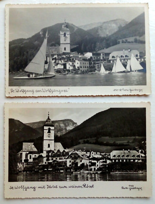 2 KARTEN ca1950;ÖSTERREICH;ST WOLFGANG;HOTEL ZUM WEISSEN ROSSL;WEISSES PFERDEHOTEL;