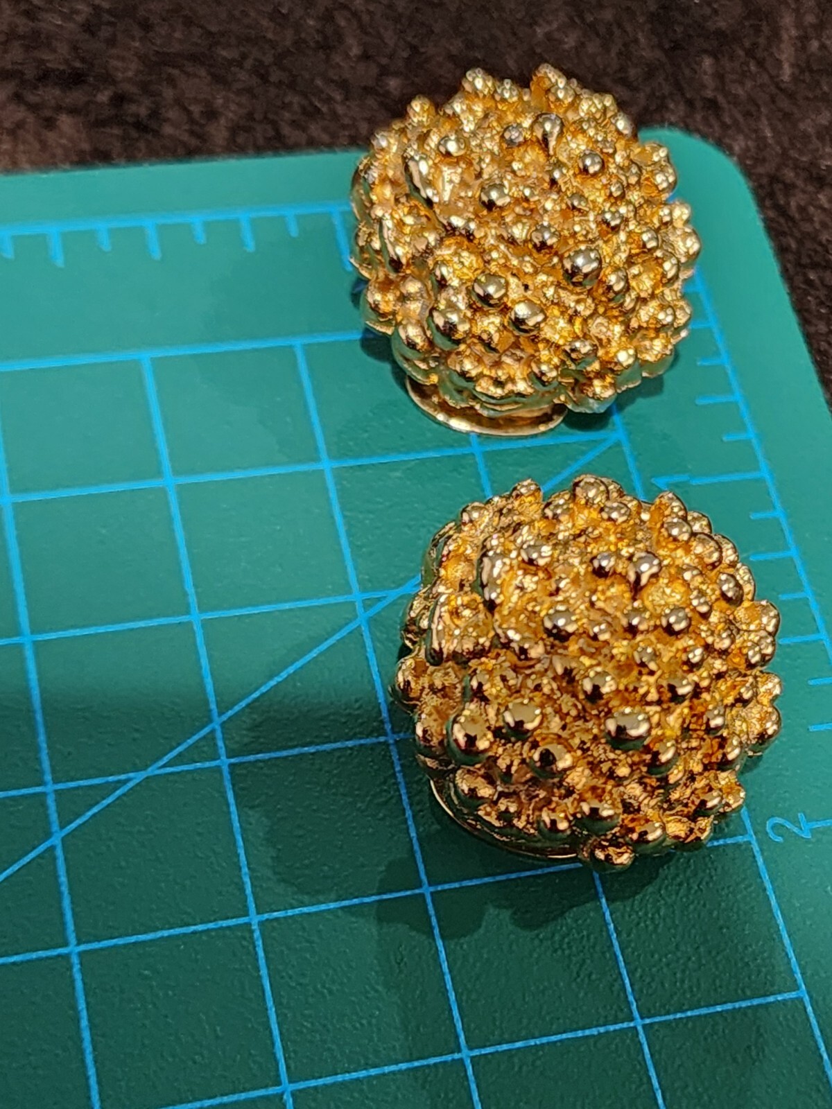 Vtg KJL Designer Signed Gold Tone Nugget Brutalis… - image 9
