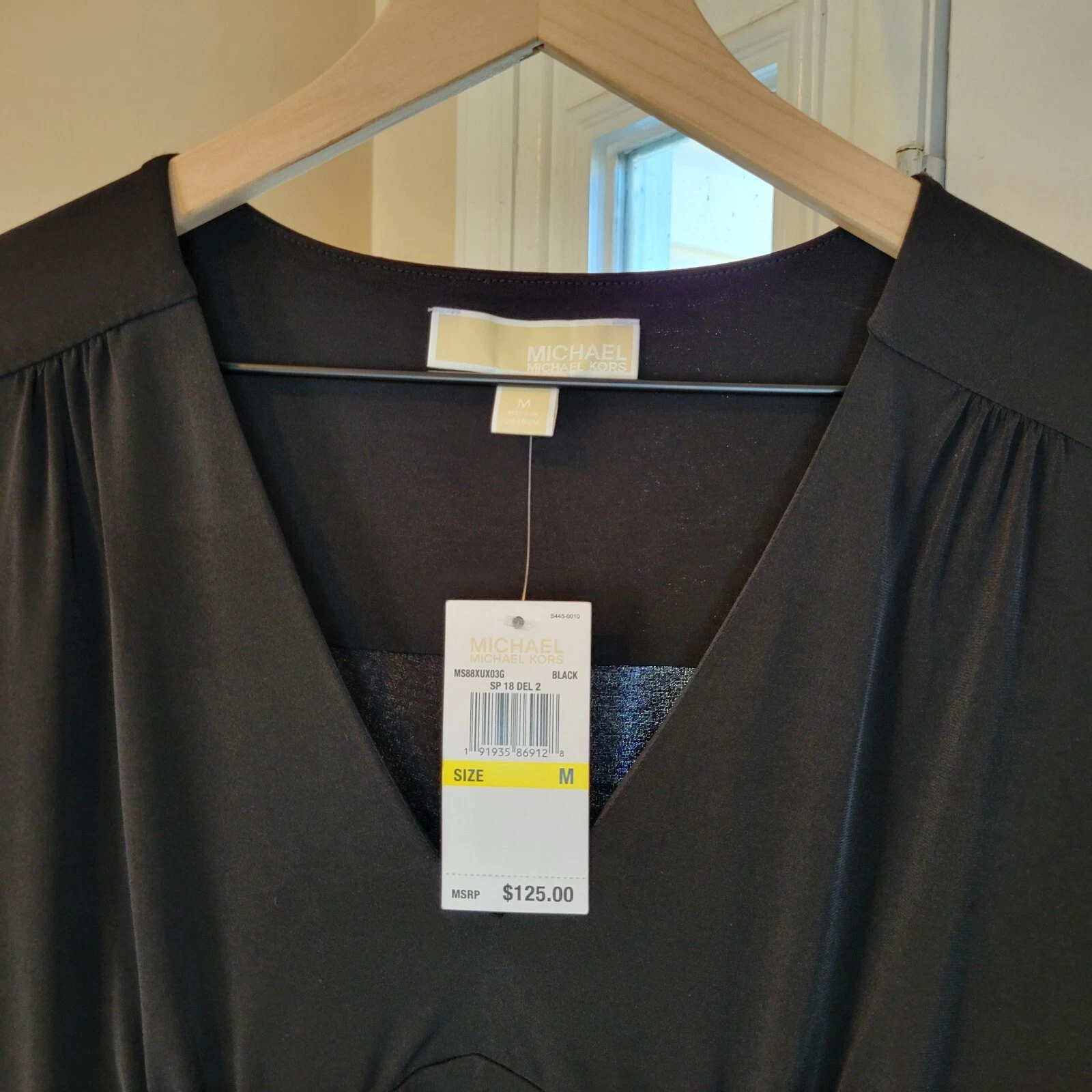 Abito Michael Kors Little Nero Nuovo con etichette Elasticizzato Manica Corta Taglia M Ufficio Business