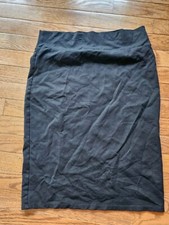 Womens Pencil Skirt Cotton Stretch Elastic Waist High Waisted Knee Length Office