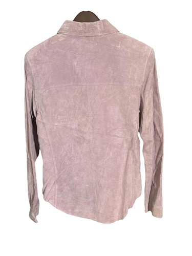 MIXIT Womens (8) Lavender Genuine Suede Shirt Jacket w/ Hidden Snap Front- Lined - Picture 2 of 6